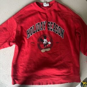 H&M Red Holiday Season Mickey Long Sleeve Tee